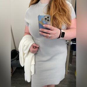 Hugo Boss Size XL Slate Grey/Light Blue Knit Work Dress